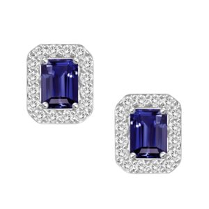 Blue sapphire & diamond studs