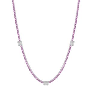 Pink sapphire tennis & diamond