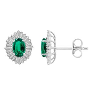 Emerald studs oval diamond