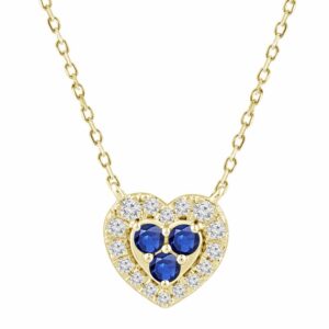 Blue sapphire & diamond heart